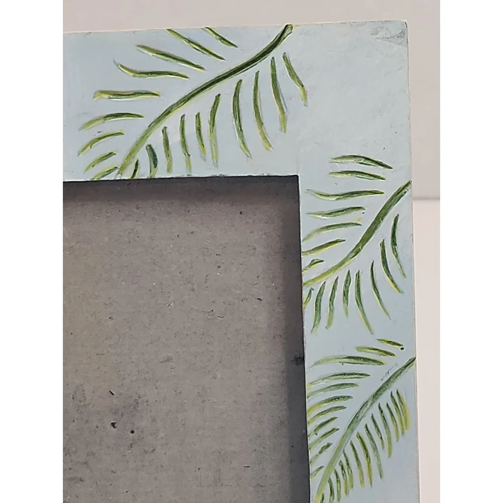 Vintage Butterfly Resin Picture Frame Etched Leaves 3D Relief 5.75x7 Holds 3x5
